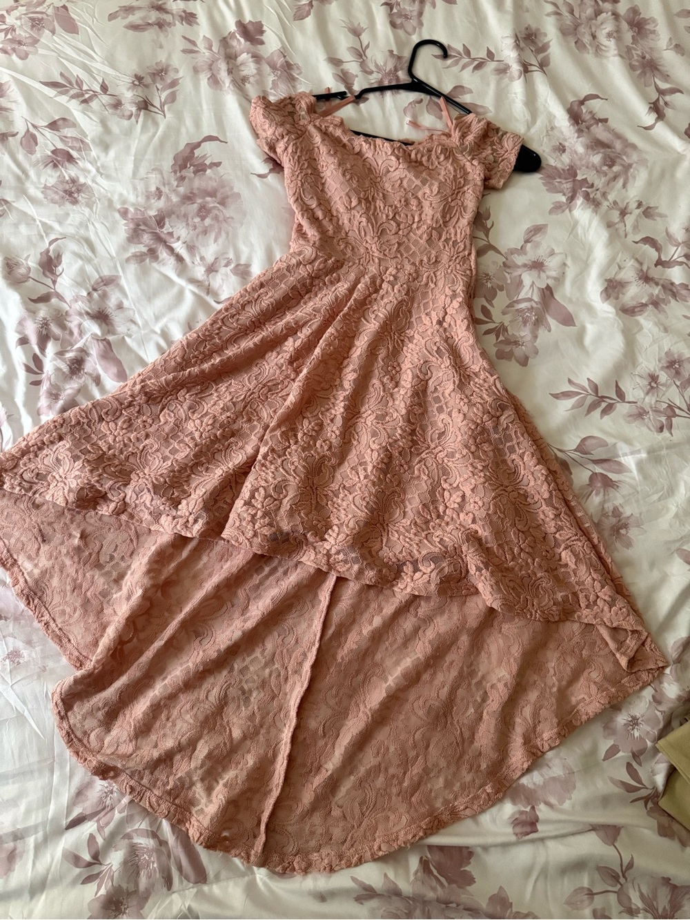 Blush Pink Lace High-Low Women’s Dress